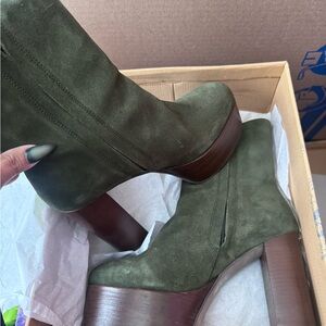 Free People Forest Green Suede Heeled Boots